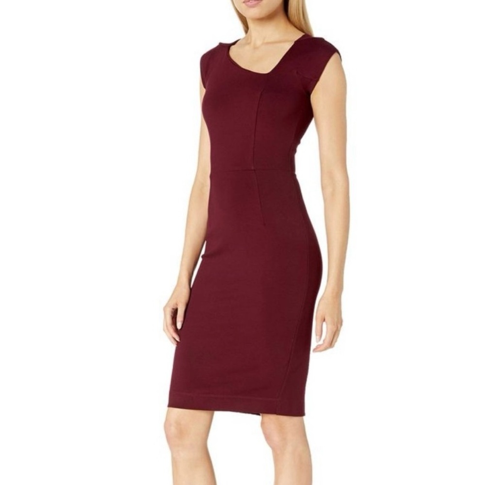French Connection Women's Lula Stretch Asymetric Nk Dress Burgundy size 0